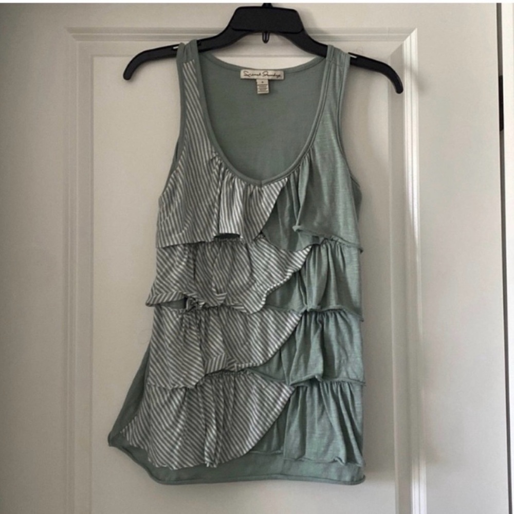French Laundry Green Ruffled Tank Size Small